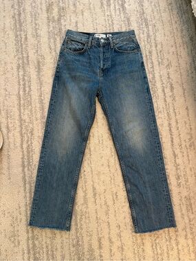 Re/Done Mid-Rise Straight Leg Medium Wash Jeans